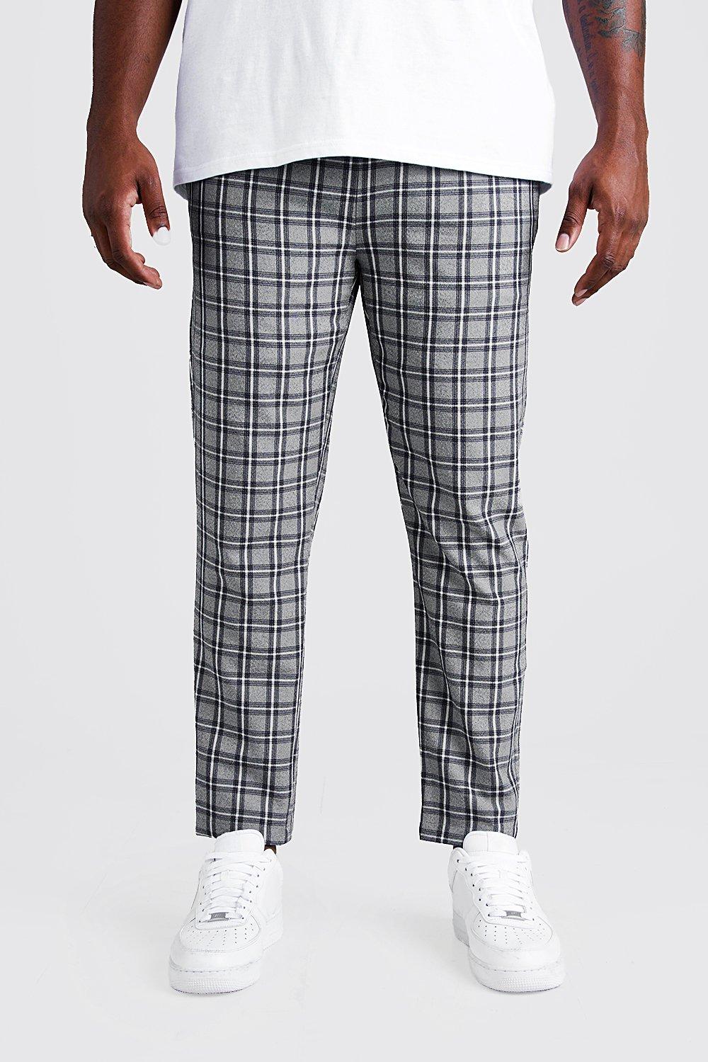 mens grey check joggers